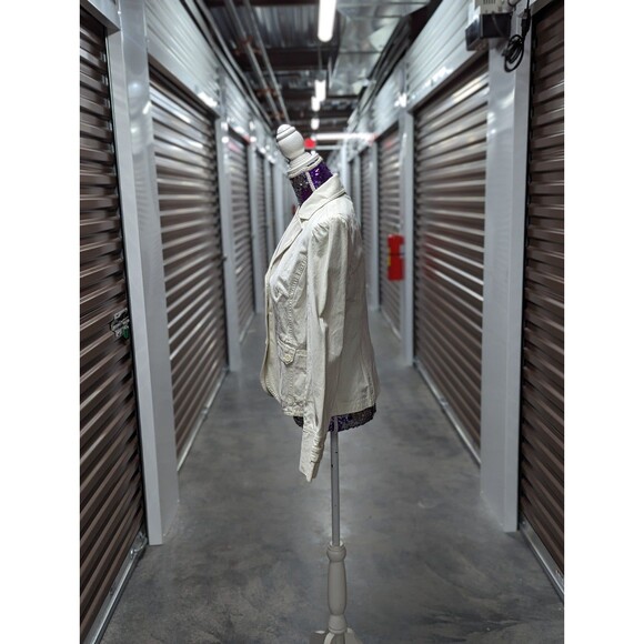 Ann Taylor LOFT Size 10 Cream 100% Cotton Button Front Jacket Preppy Teacher - Picture 4 of 8